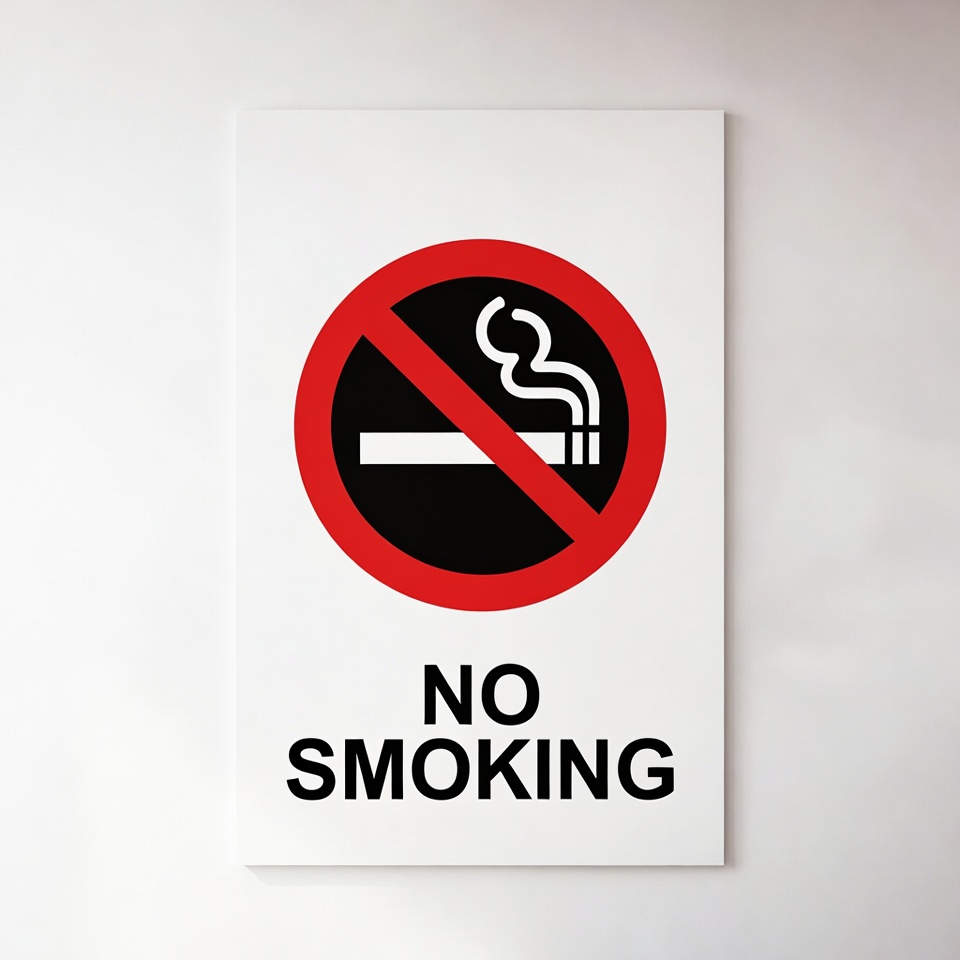Clear smoking prohibition sign indoors Clear smoking prohibition sign indoors