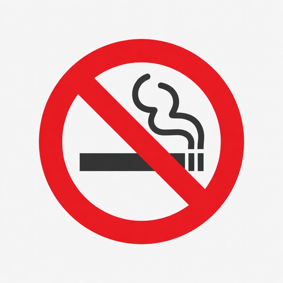 Smoking prohibition symbol in red circle Smoking prohibition symbol in red circle