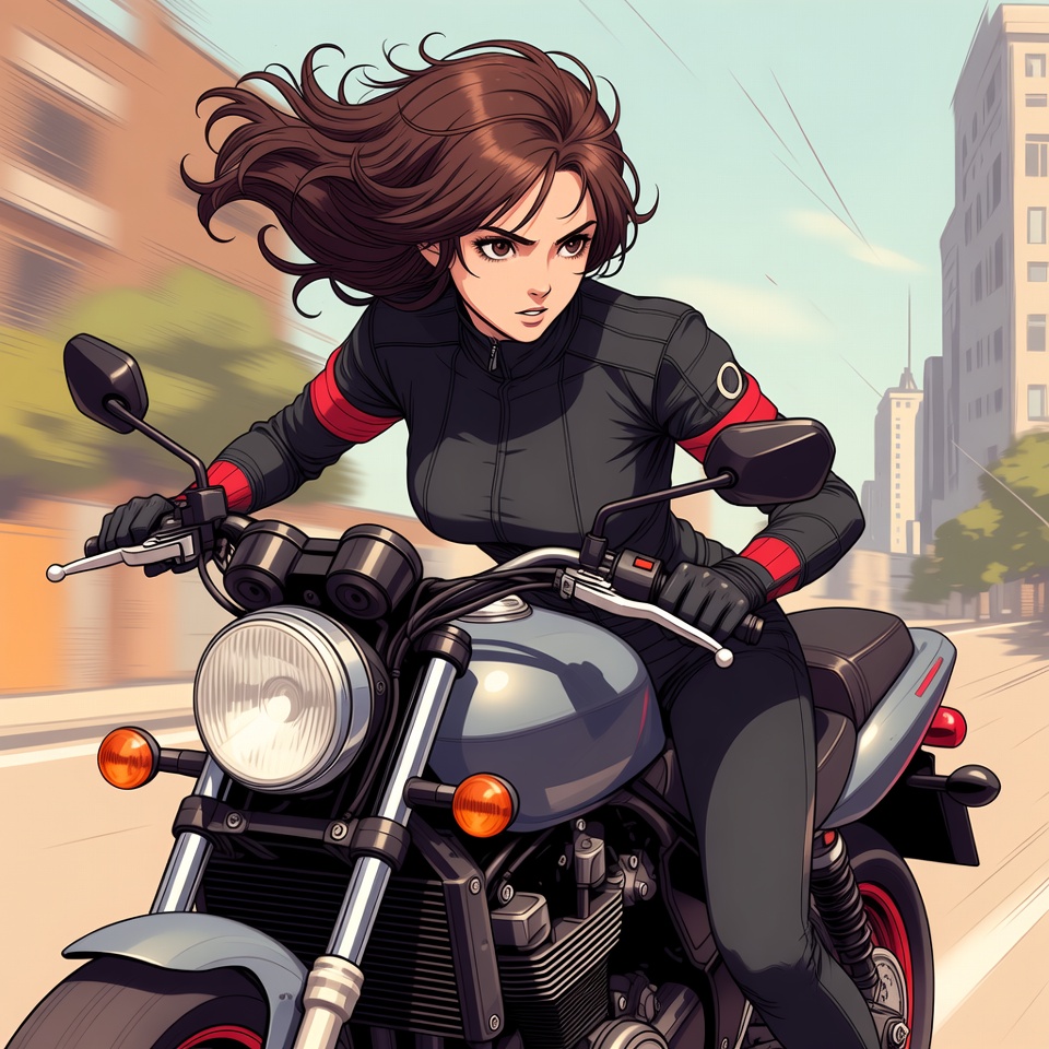 Motorcycle ride through the city street Motorcycle ride through the city street