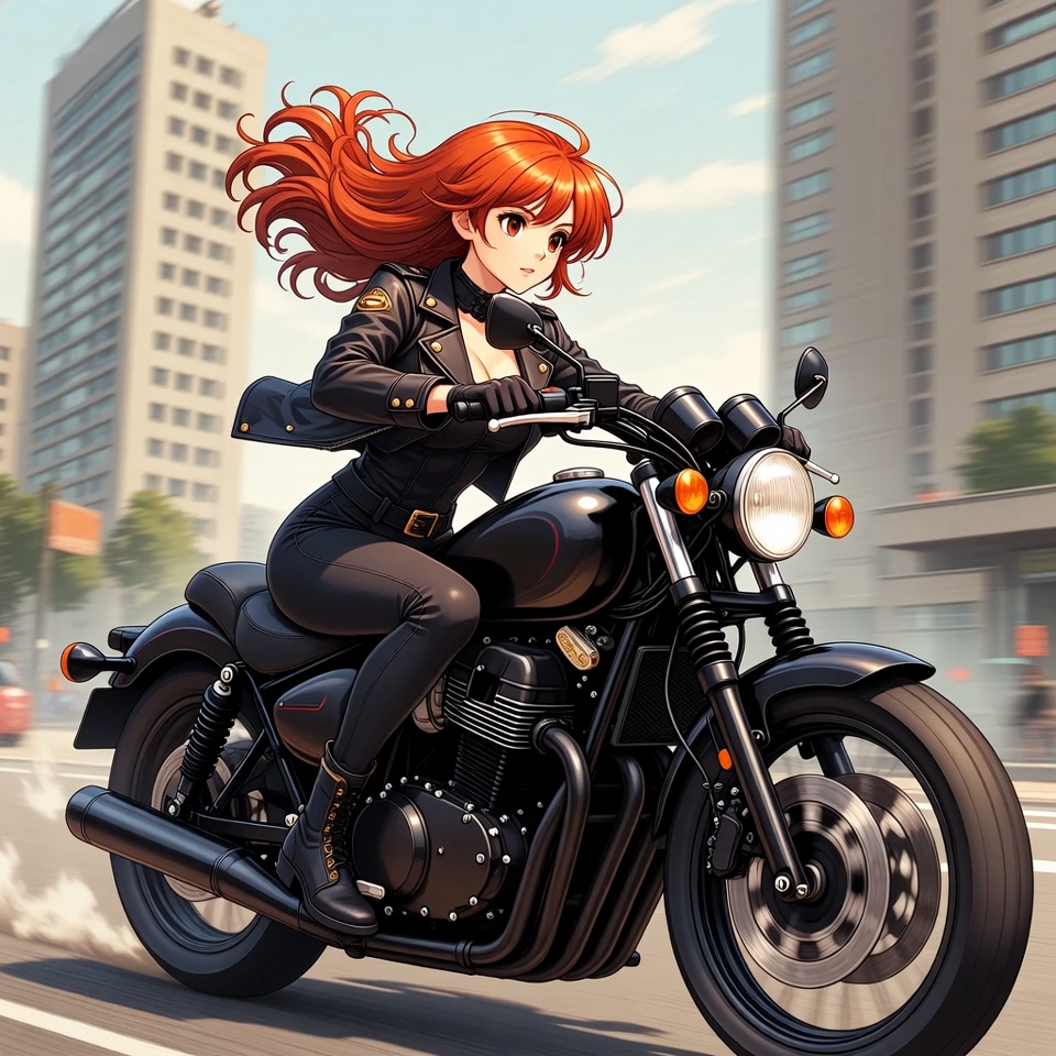 Riding a motorcycle in the city Riding a motorcycle in the city