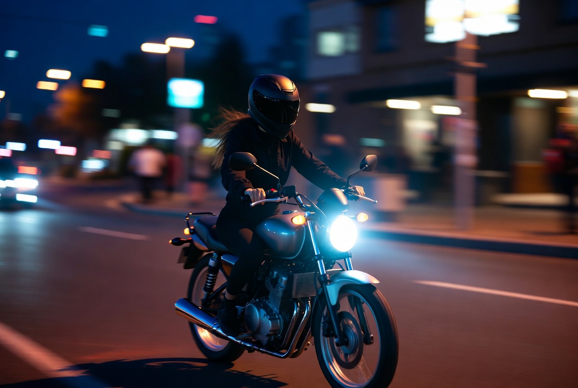 Night ride on a motorcycle Night ride on a motorcycle