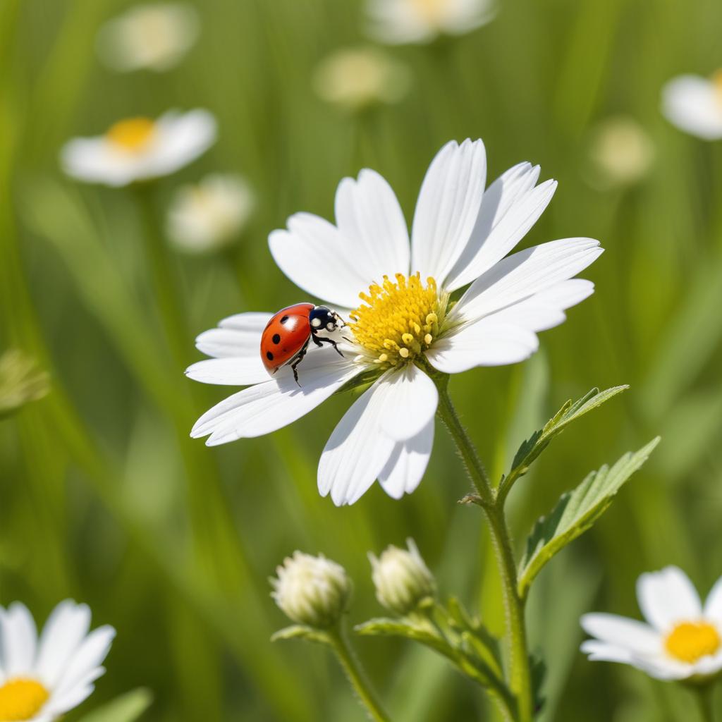 Ladybug on white daisy flower Ladybug on white daisy flower