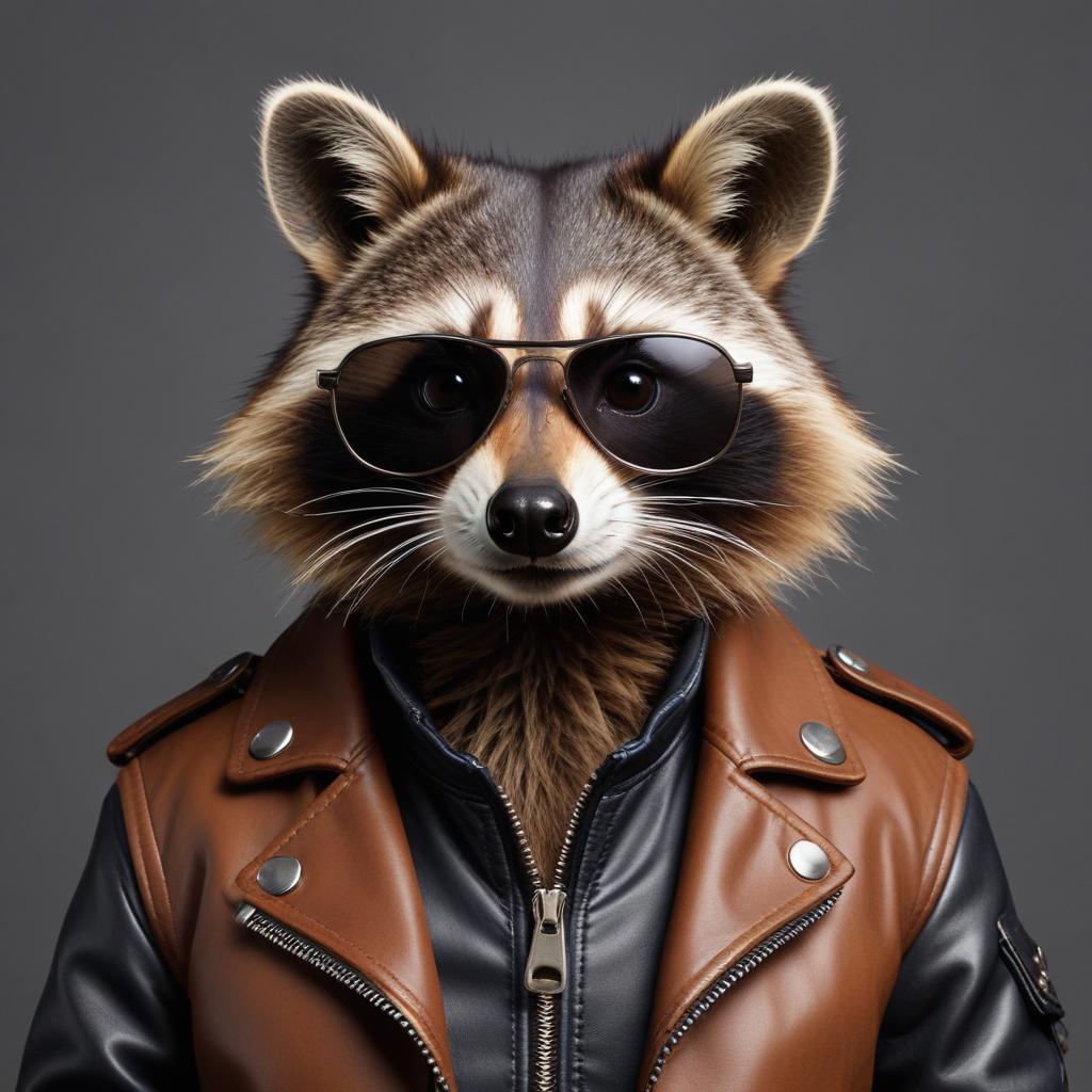 Stylish raccoon character in jacket Stylish raccoon character in jacket