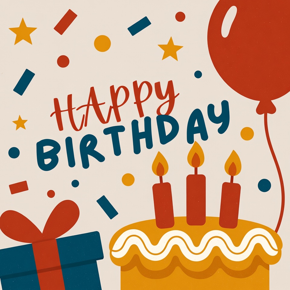 Colorful birthday celebration design with cake Colorful birthday celebration design with cake