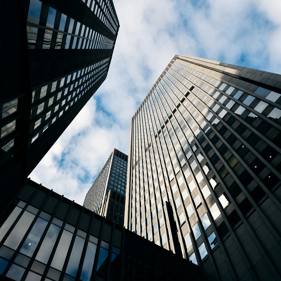 Skyscrapers under a cloudy sky Skyscrapers under a cloudy sky