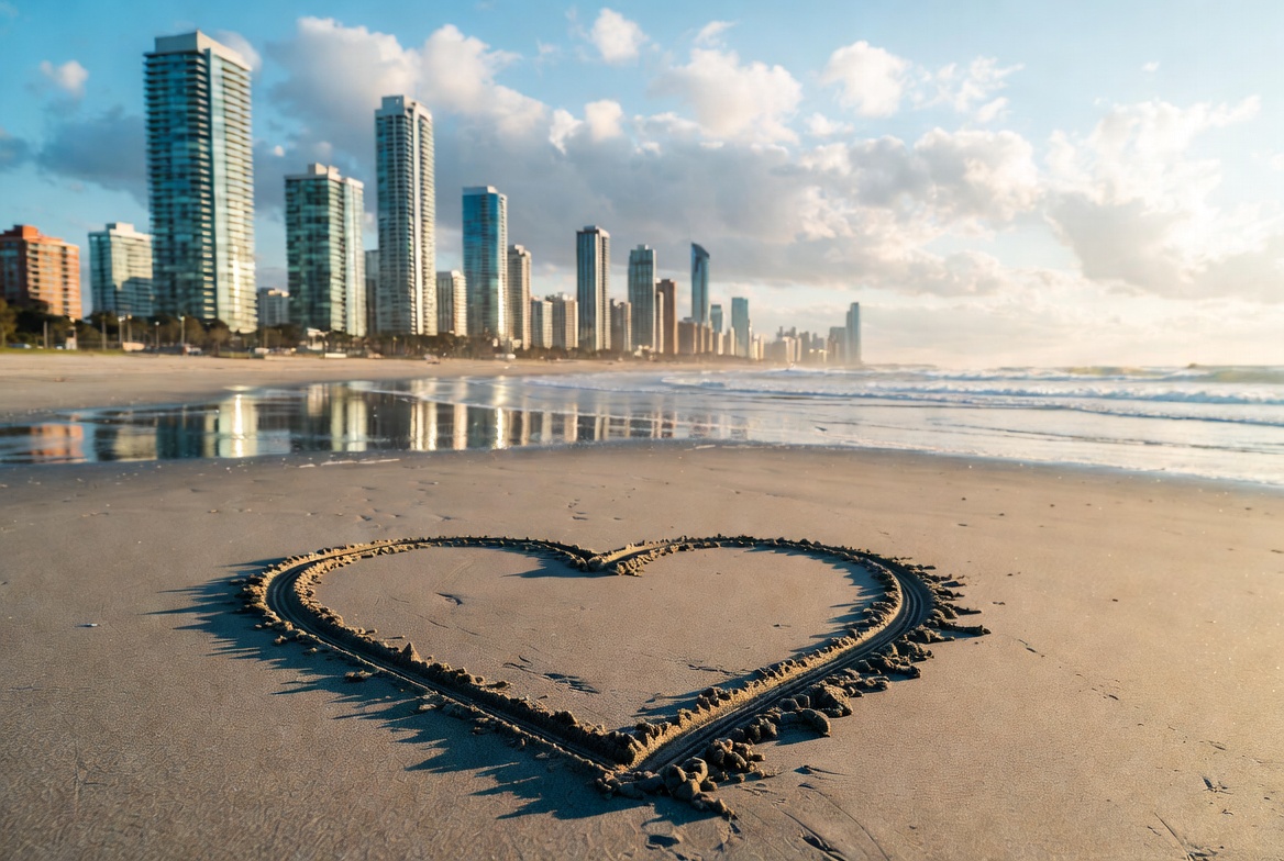 Heart drawing on the beach Heart drawing on the beach
