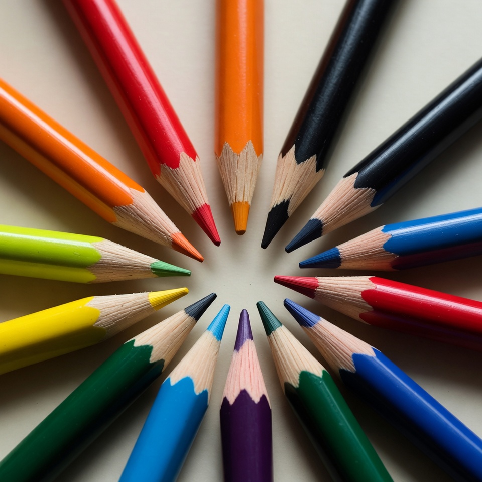 Colorful pencils arranged in circle Colorful pencils arranged in circle