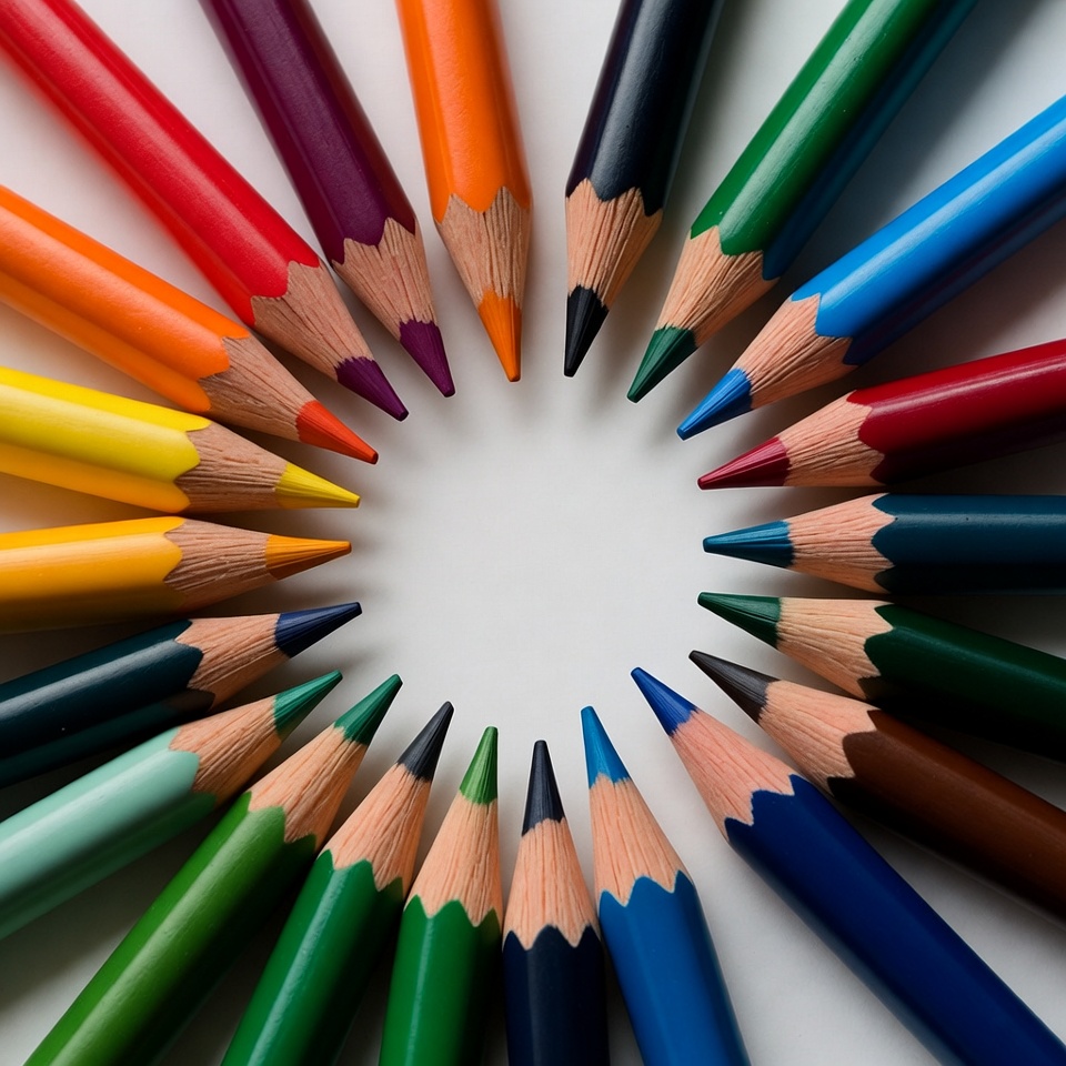 Colorful pencils arranged in a circle Colorful pencils arranged in a circle