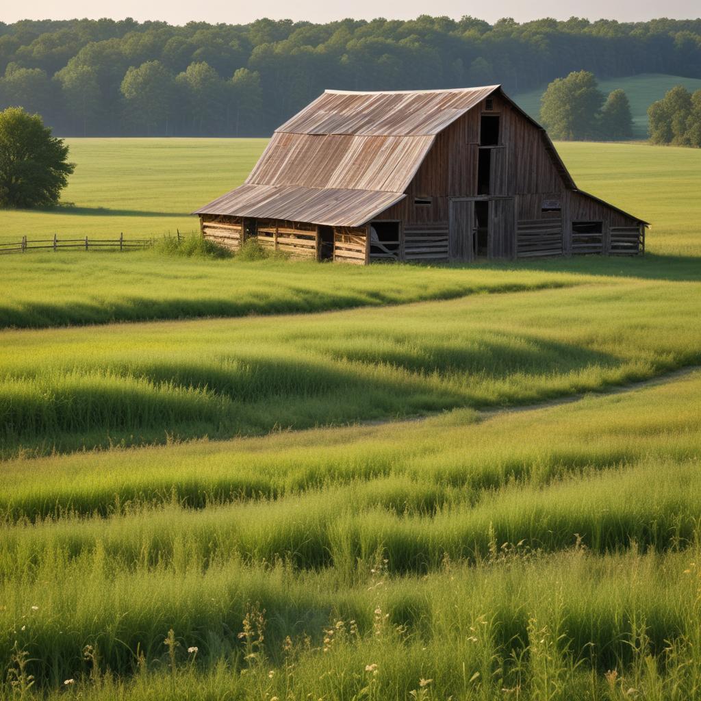 Rustic barn in sprawling green fields Rustic barn in sprawling green fields