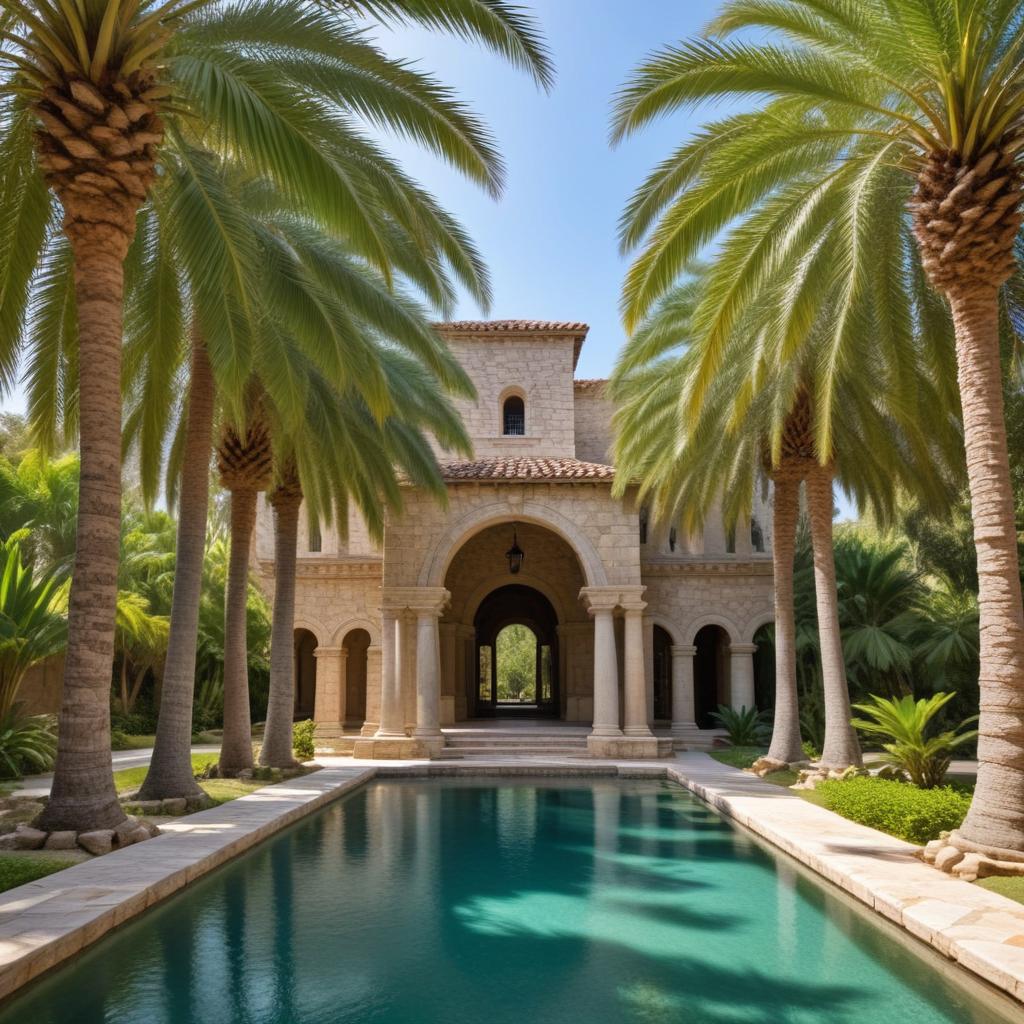 Beautiful villa with palm trees Beautiful villa with palm trees