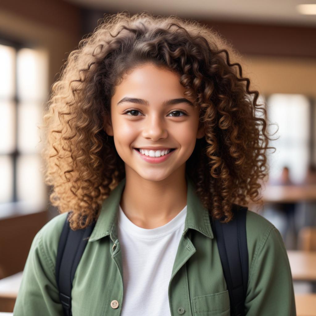 Smiling student in a casual setting Smiling student in a casual setting