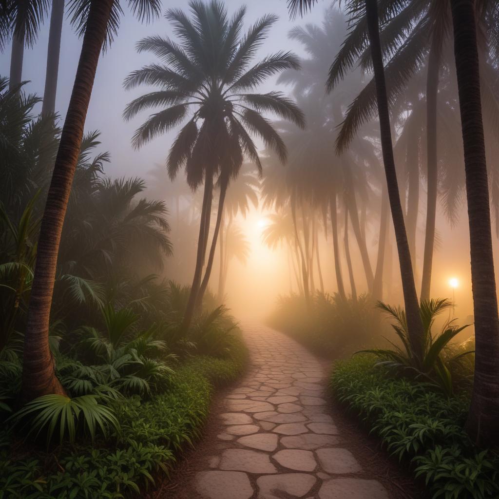 Serene morning in tropical mist Serene morning in tropical mist