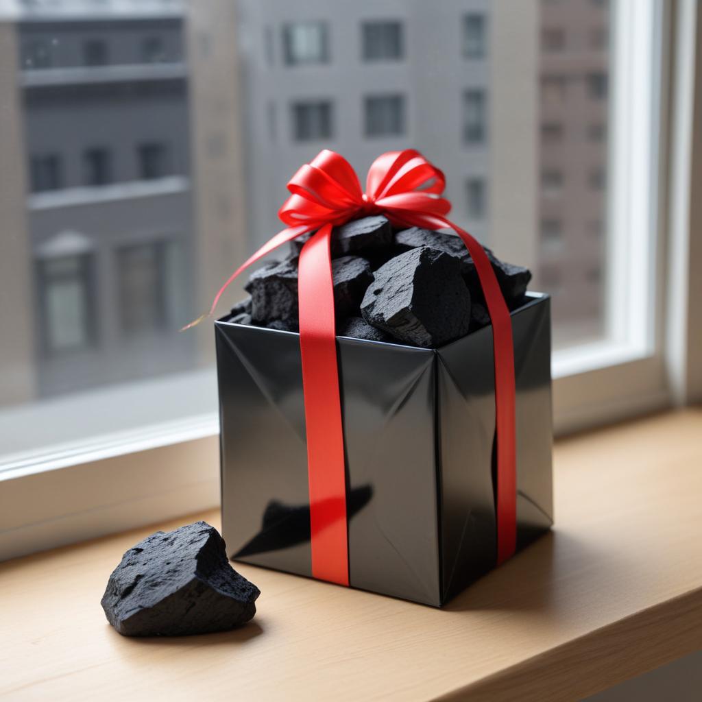 Gift box filled with coal Gift box filled with coal