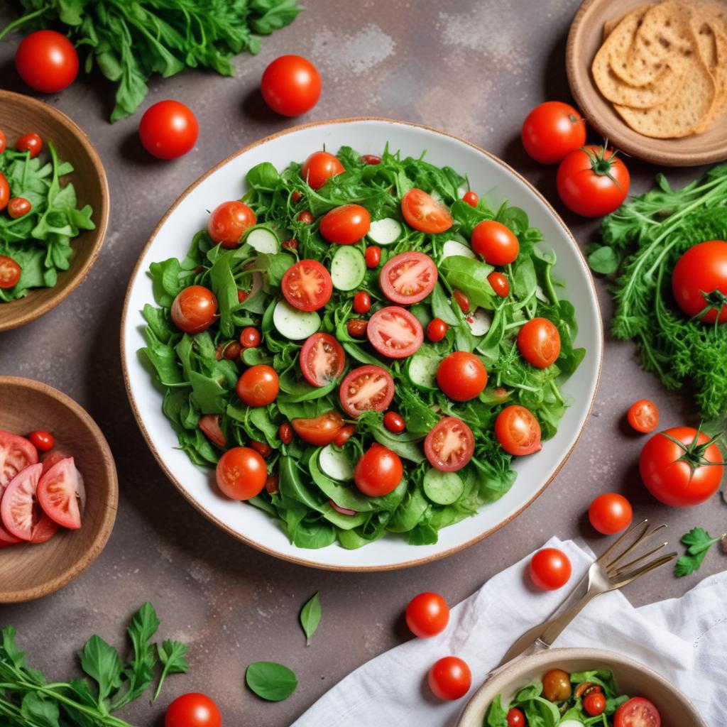 Fresh vegetable salad with tomatoes Fresh vegetable salad with tomatoes