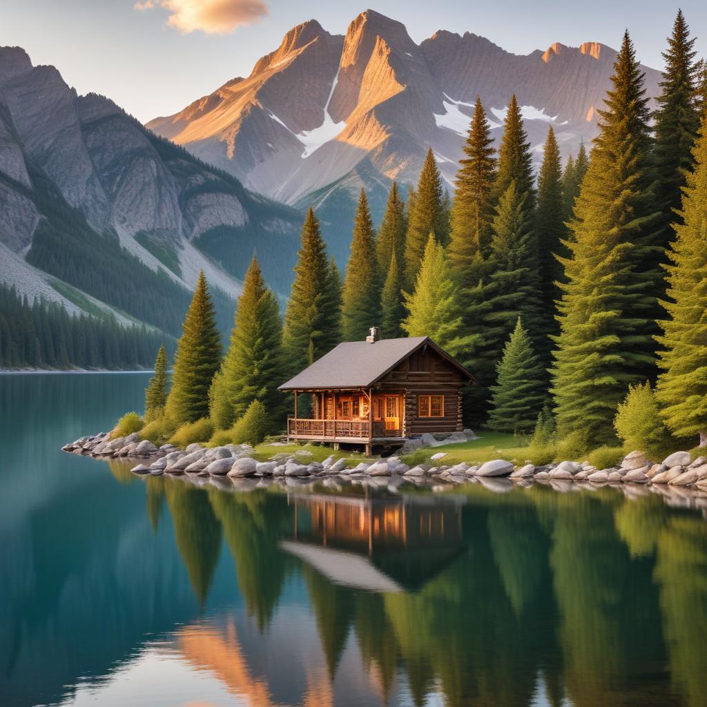Cozy cabin by serene mountain lake Cozy cabin by serene mountain lake