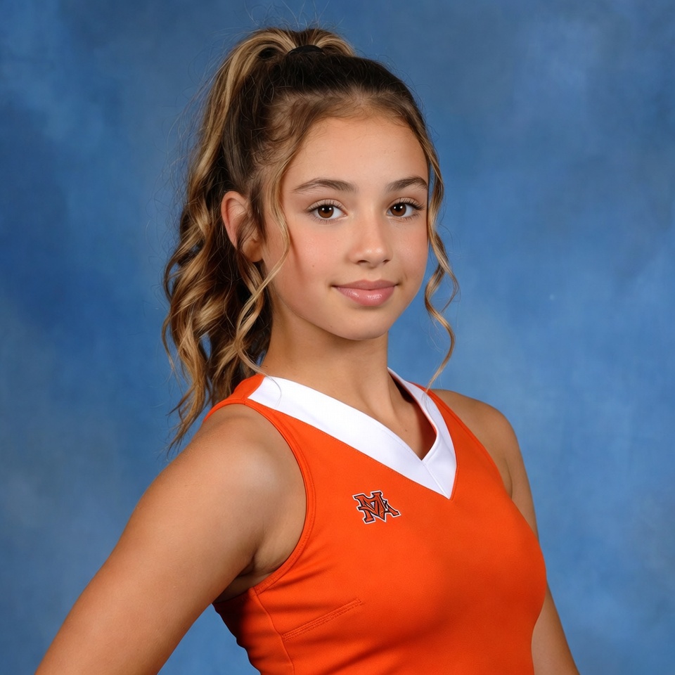 Cheerleader portrait in bright uniform Cheerleader portrait in bright uniform