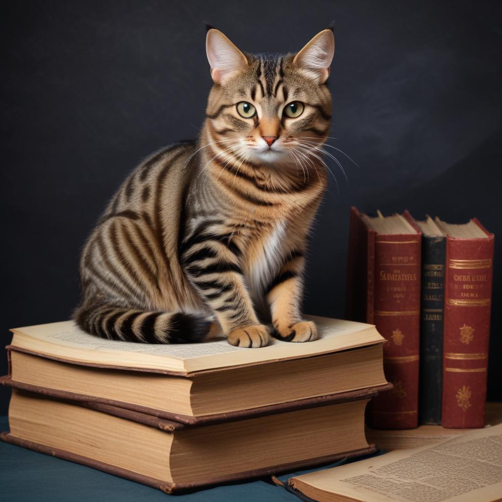 Stylish cat sitting on books Stylish cat sitting on books