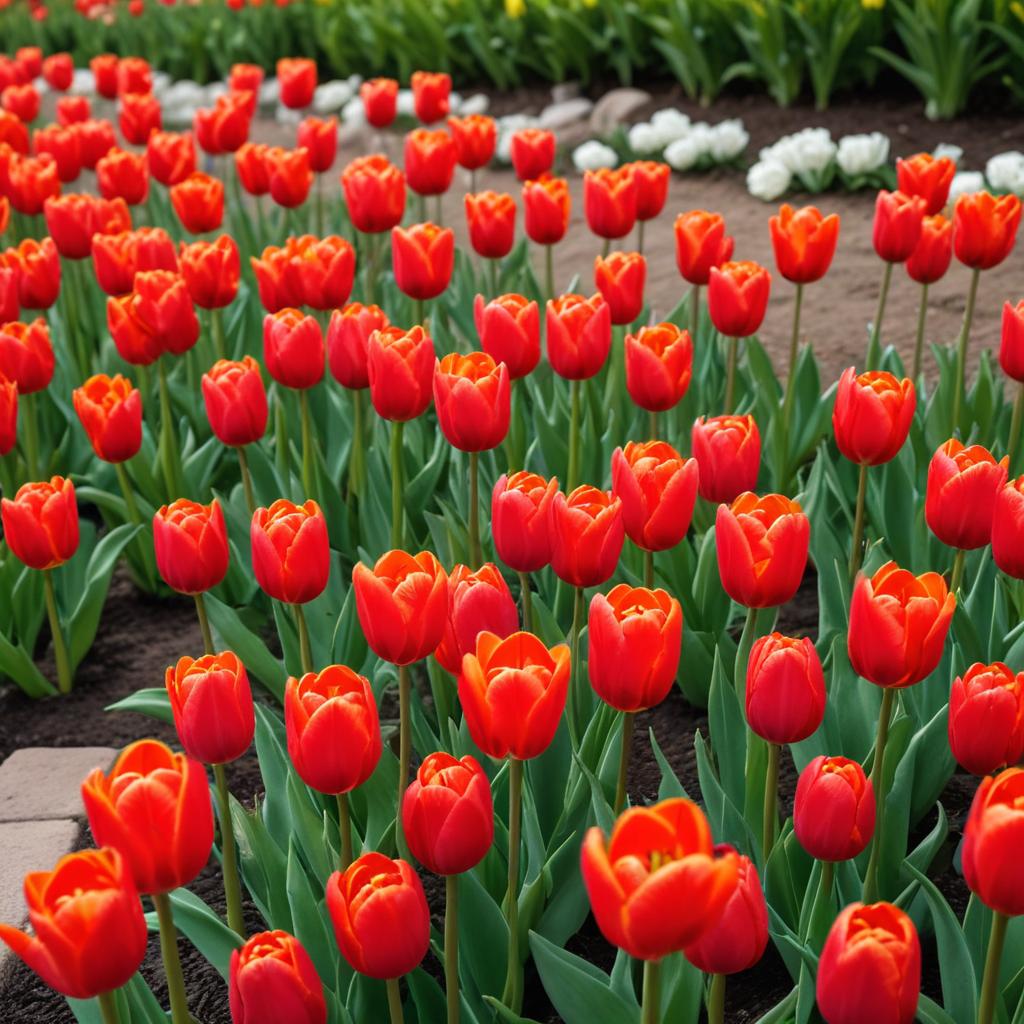 Vibrant red tulips in bloom Vibrant red tulips in bloom
