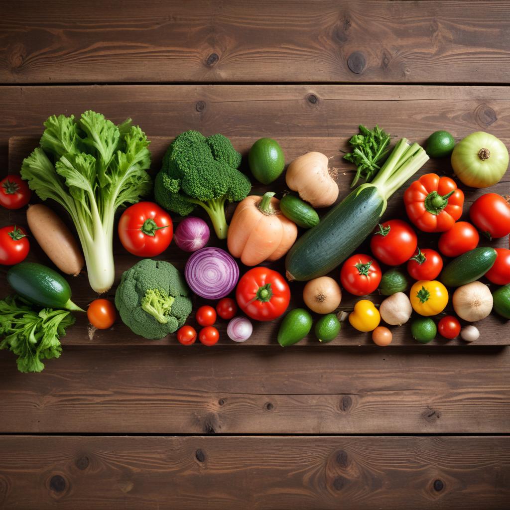 Colorful fresh vegetables on a wooden table Colorful fresh vegetables on a wooden table