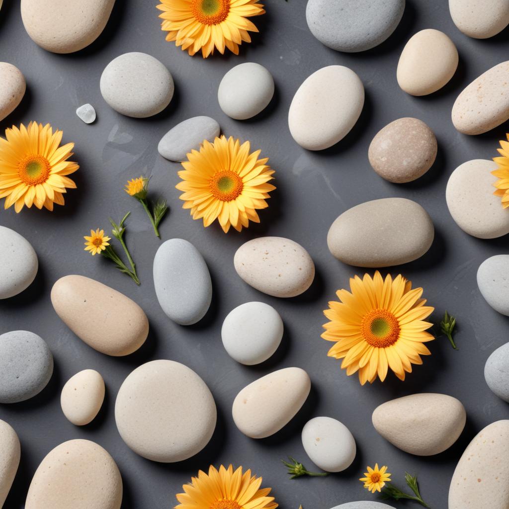 Smooth stones with yellow flowers Smooth stones with yellow flowers