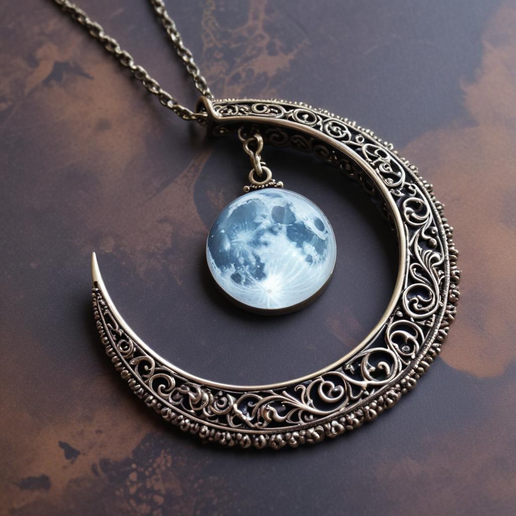 Silver moon pendant necklace design Silver moon pendant necklace design