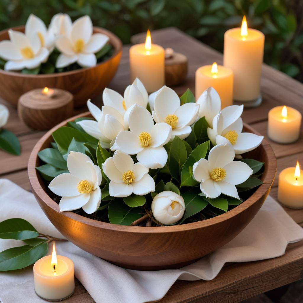 White flowers and candles arrangement White flowers and candles arrangement