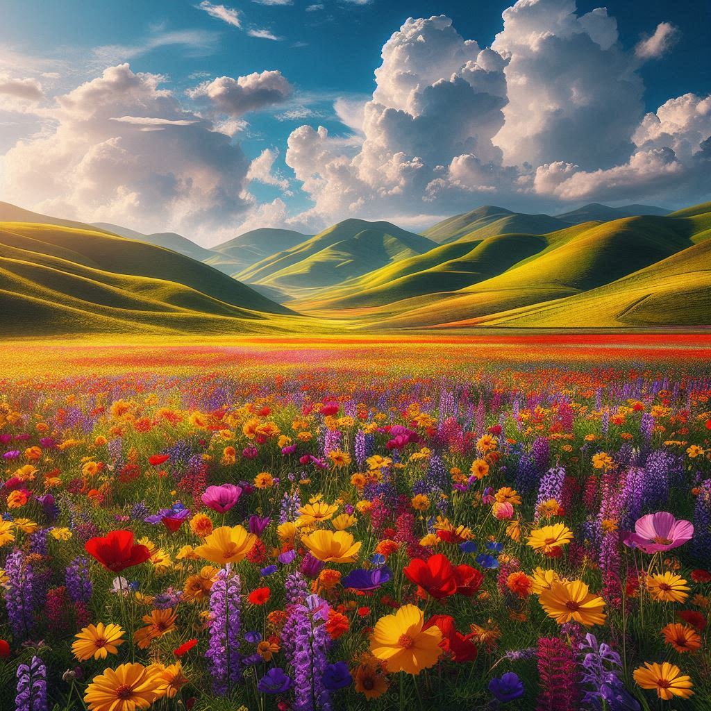 Colorful flower field in springtime Colorful flower field in springtime