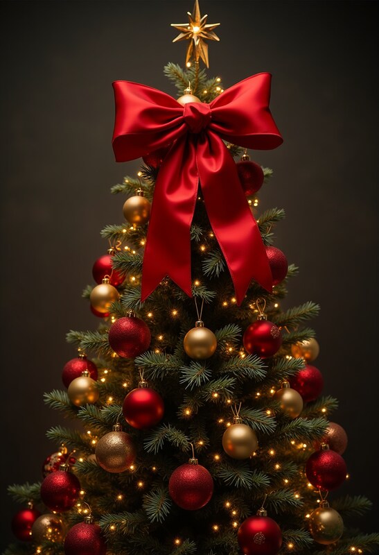 Festive christmas tree decoration scene Festive christmas tree decoration scene