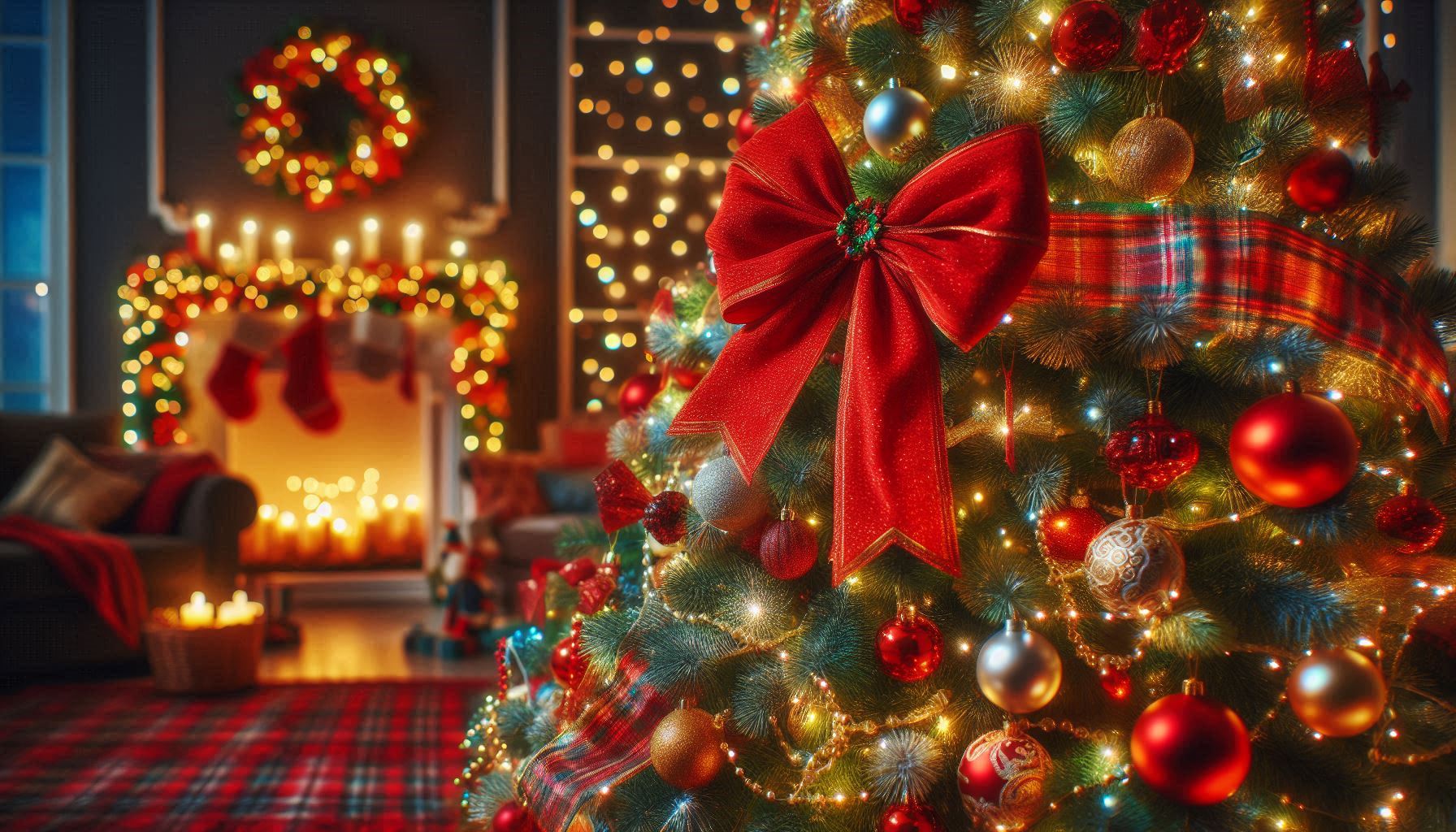 Christmas tree with cozy decor Christmas tree with cozy decor