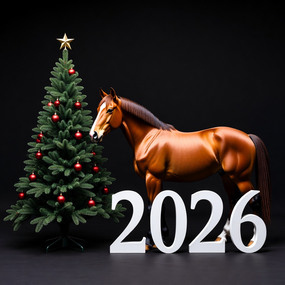Horse and tree for new year celebration Horse and tree for new year celebration