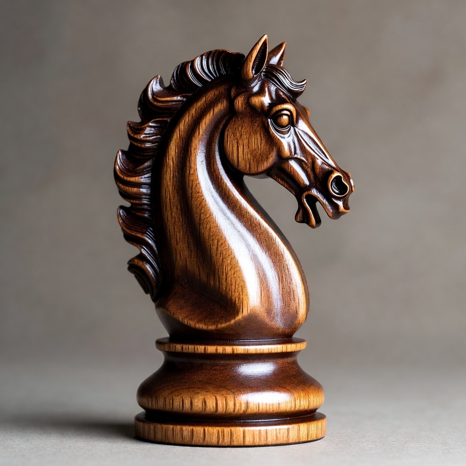 Elegant wooden chess piece displayed Elegant wooden chess piece displayed