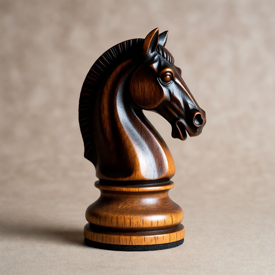 Carved wooden chess knight figure Carved wooden chess knight figure