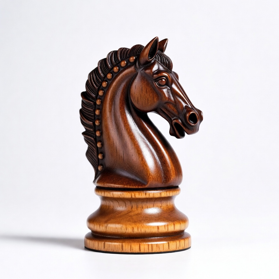 Elegant wooden chess knight piece Elegant wooden chess knight piece