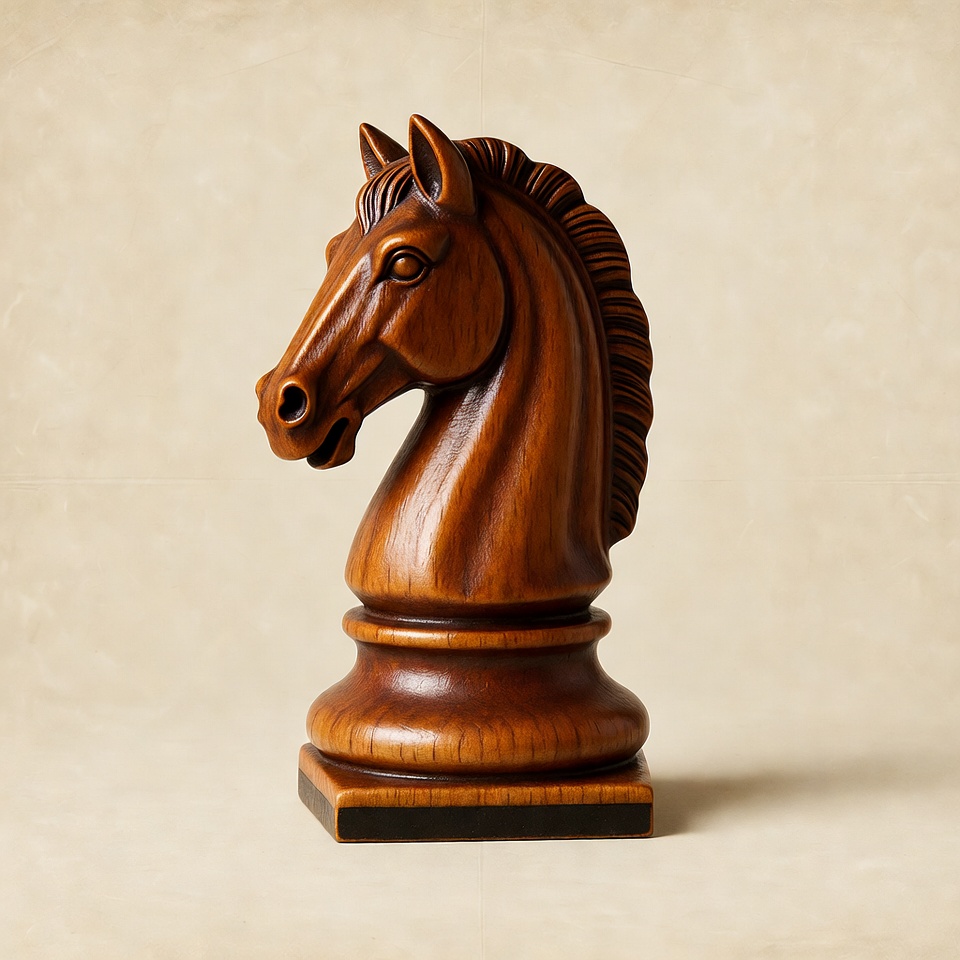 Wooden chess piece horse sculpture Wooden chess piece horse sculpture
