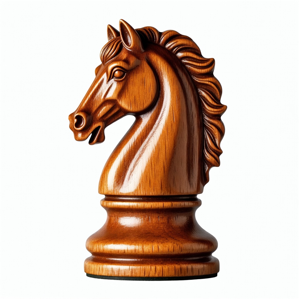 Detailed wooden chess knight piece Detailed wooden chess knight piece