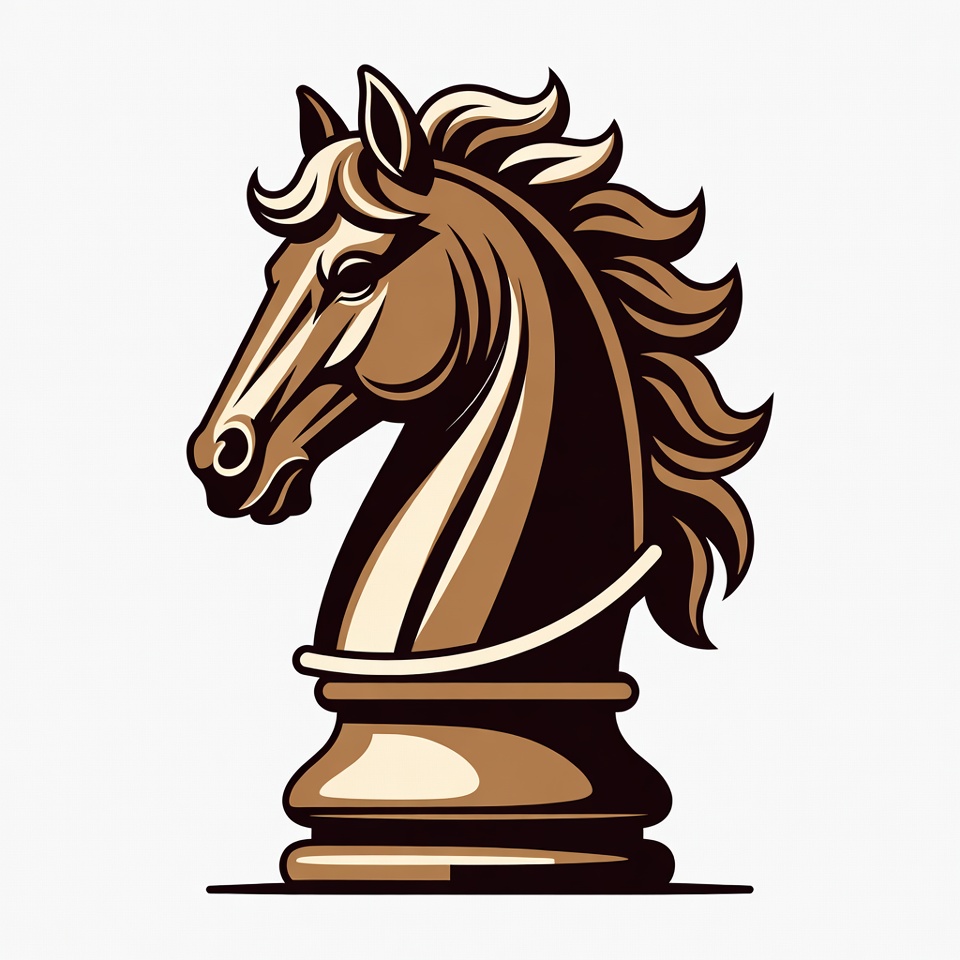 Chess knight sculpture in brown tones Chess knight sculpture in brown tones