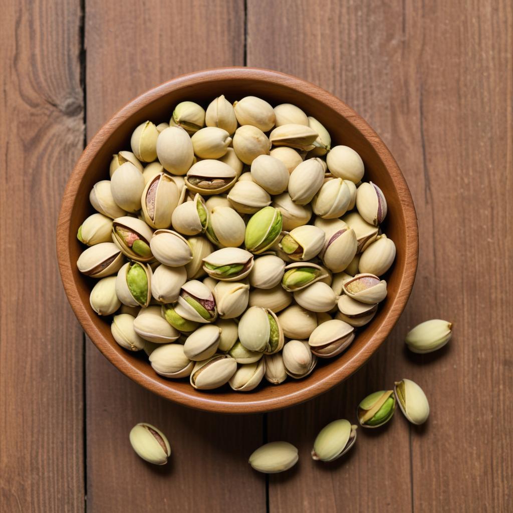 Pistachios in a wooden bowl Pistachios in a wooden bowl