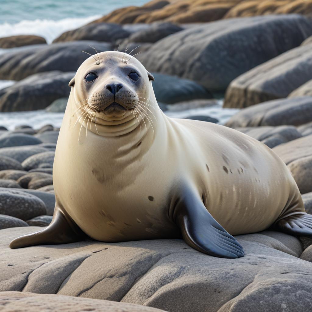 Seal resting on rocky shore Seal resting on rocky shore