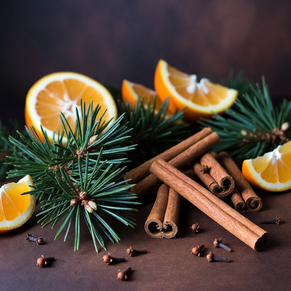 Cinnamon, orange, and pine arrangement Cinnamon, orange, and pine arrangement