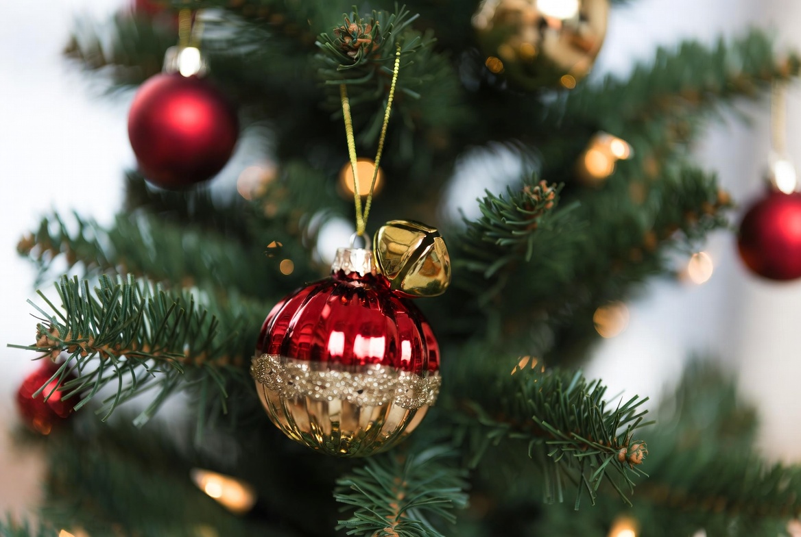 Bright christmas tree decorations shine Bright christmas tree decorations shine