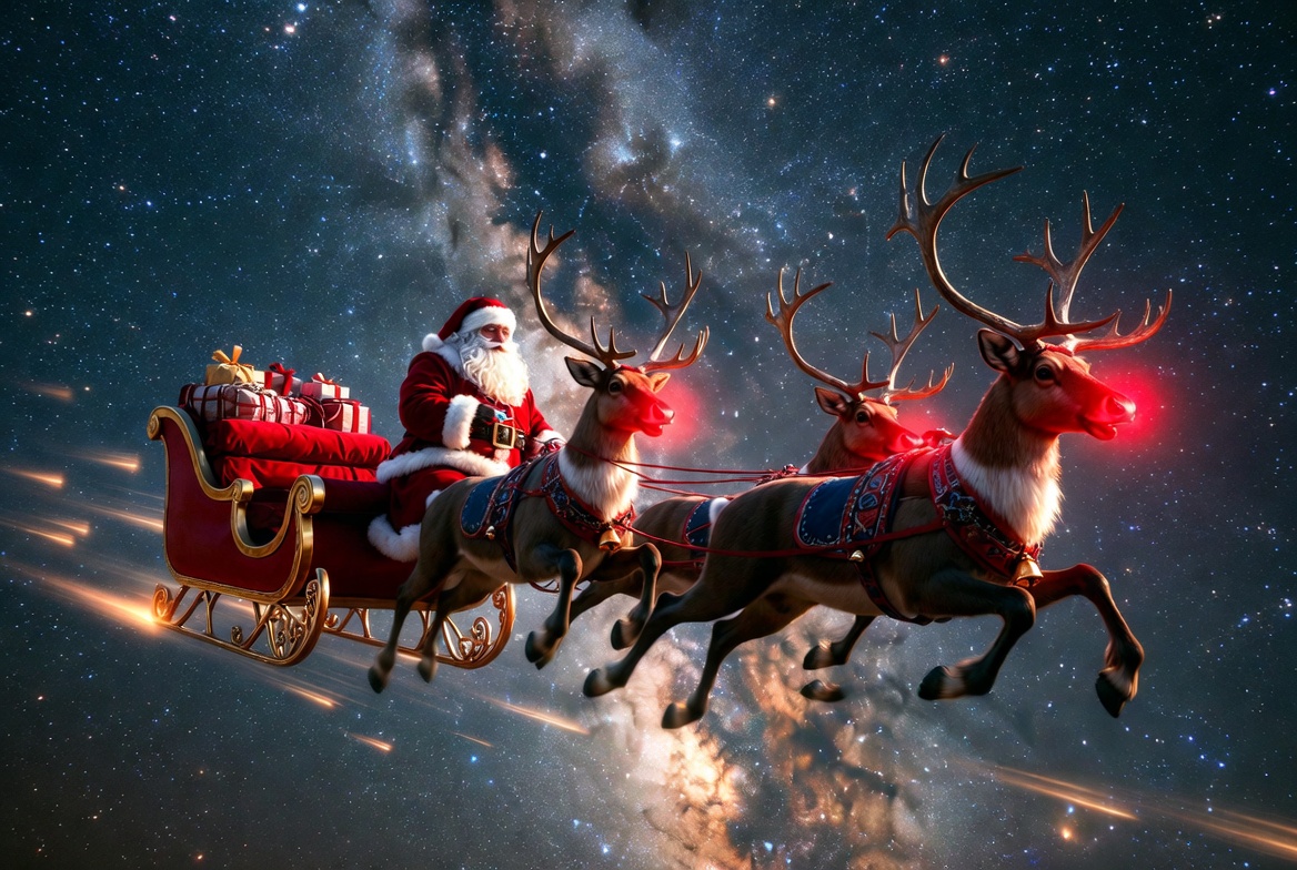 Santa flying through the stars Santa flying through the stars