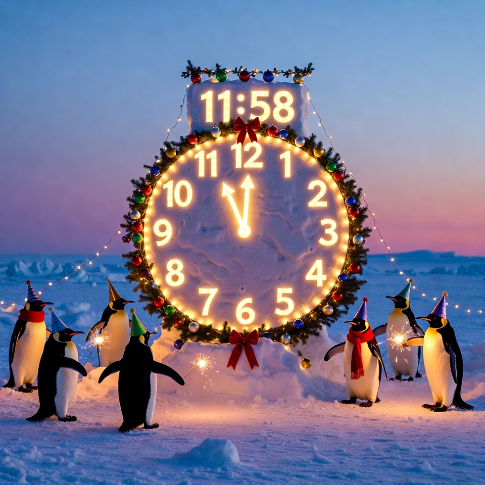 Penguins celebrate new year countdown Penguins celebrate new year countdown