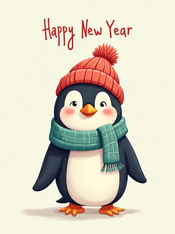 Cute penguin celebrating new year Cute penguin celebrating new year