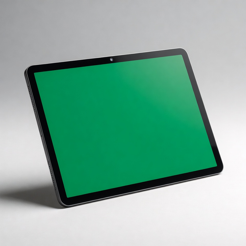 Modern tablet with green screen display Modern tablet with green screen display