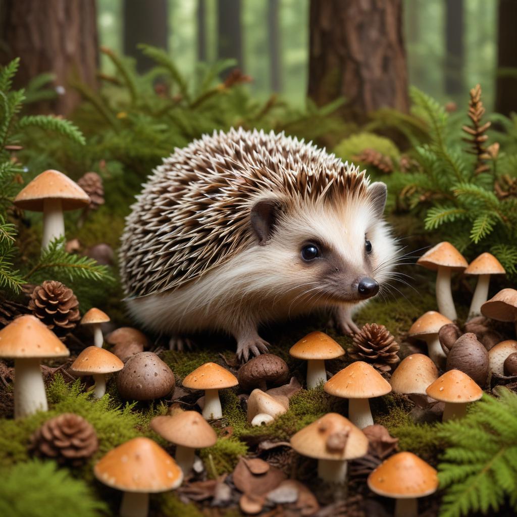 Hedgehog exploring a forest floor Hedgehog exploring a forest floor
