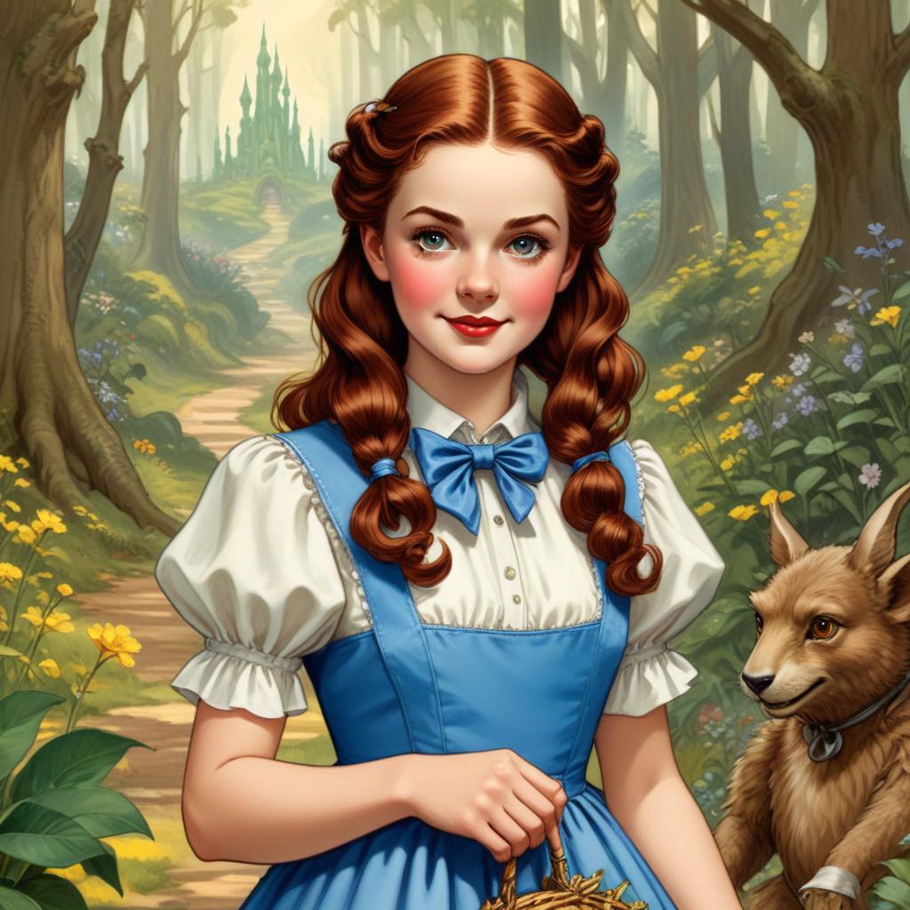 Young girl in blue dress in enchanted forest Young girl in blue dress in enchanted forest