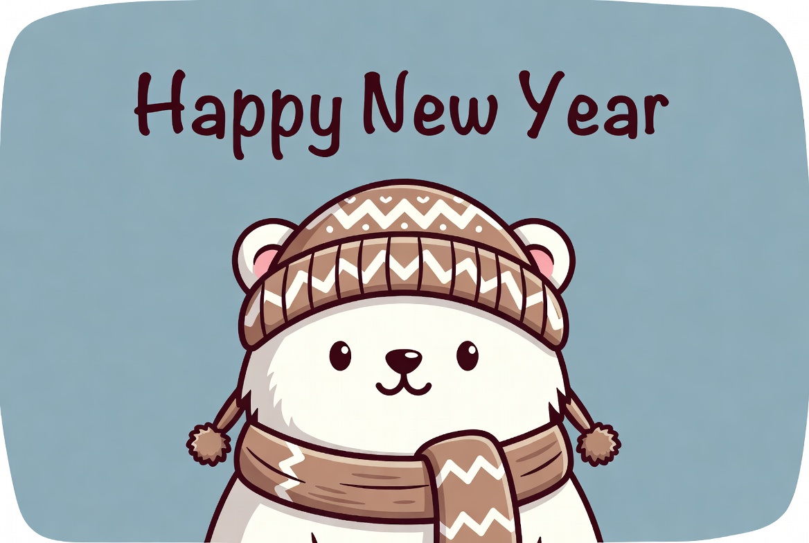 Cute bear wishes happy new year Cute bear wishes happy new year