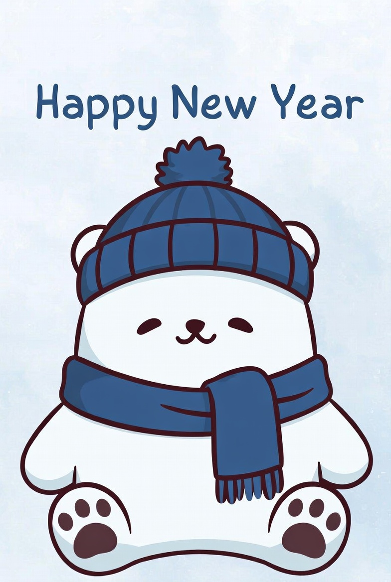 Cute bear wishes happy new year Cute bear wishes happy new year