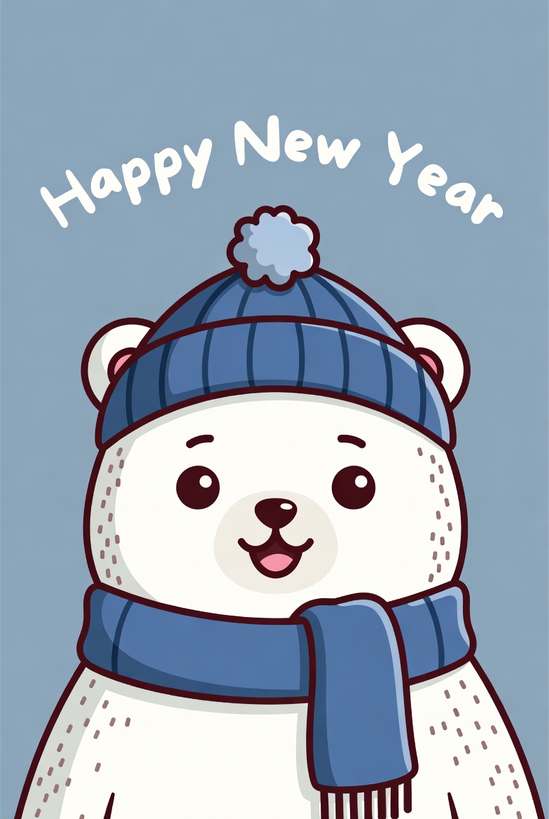 Happy new year bear illustration Happy new year bear illustration