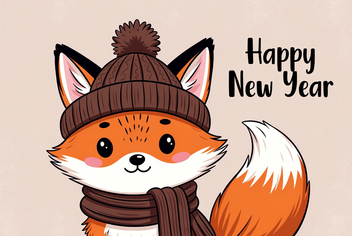 Cute fox celebrates new year Cute fox celebrates new year